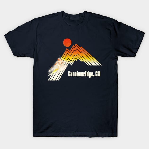 Breckenridge Colorado 70s/80s Retro Souvenir Style Skiing T-Shirt by darklordpug